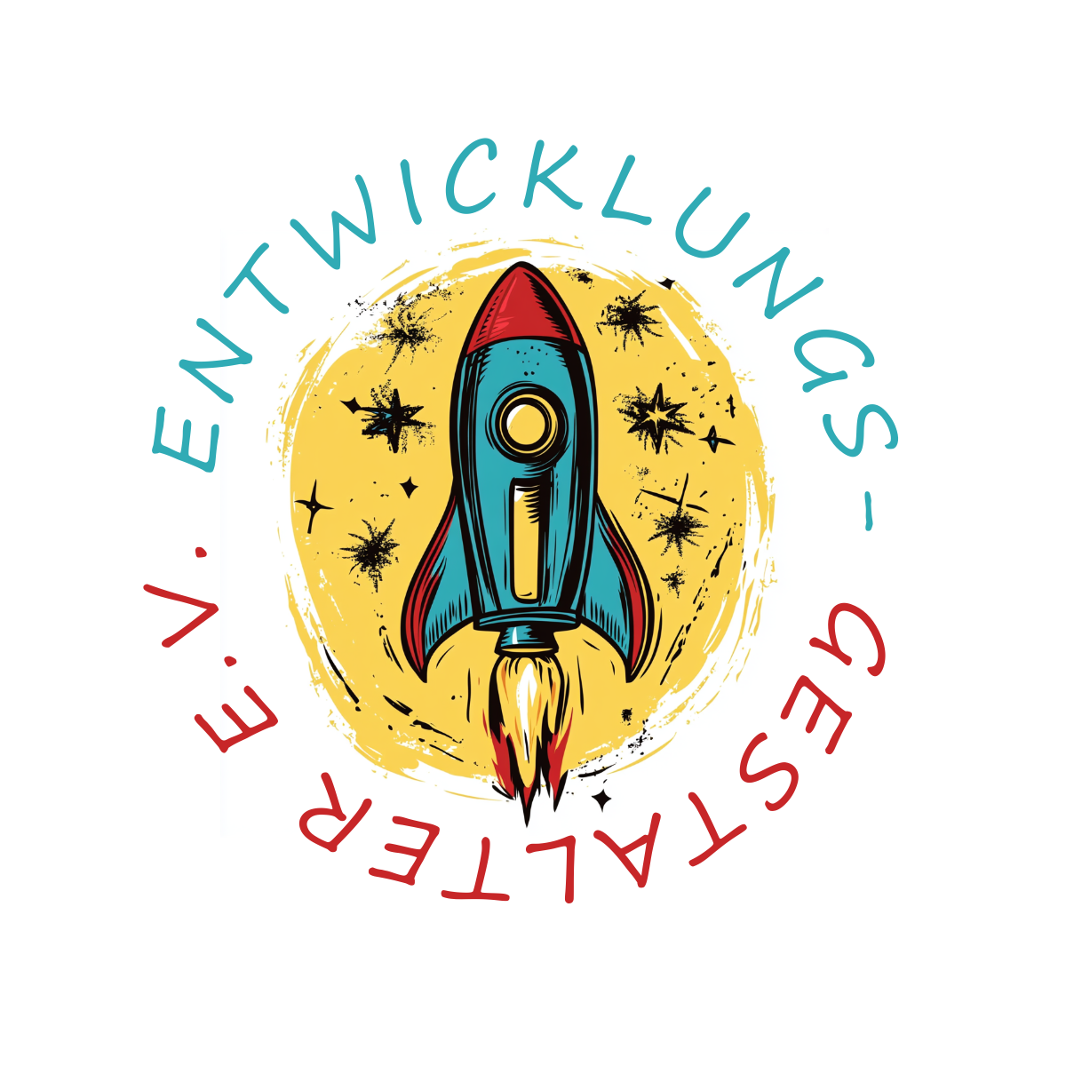 Logo von Entwicklungsgestalter e.V. – eine bunte Rakete als Symbol für kreative Entfaltung und Bildungsprojekte mit Kindern
